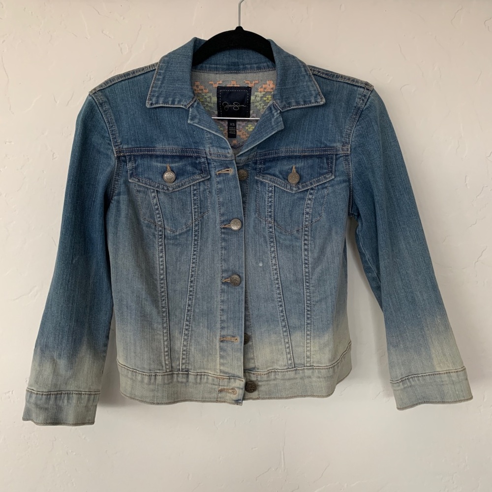 Jessica Simpson Cropped Denim Jacket w Embroidery